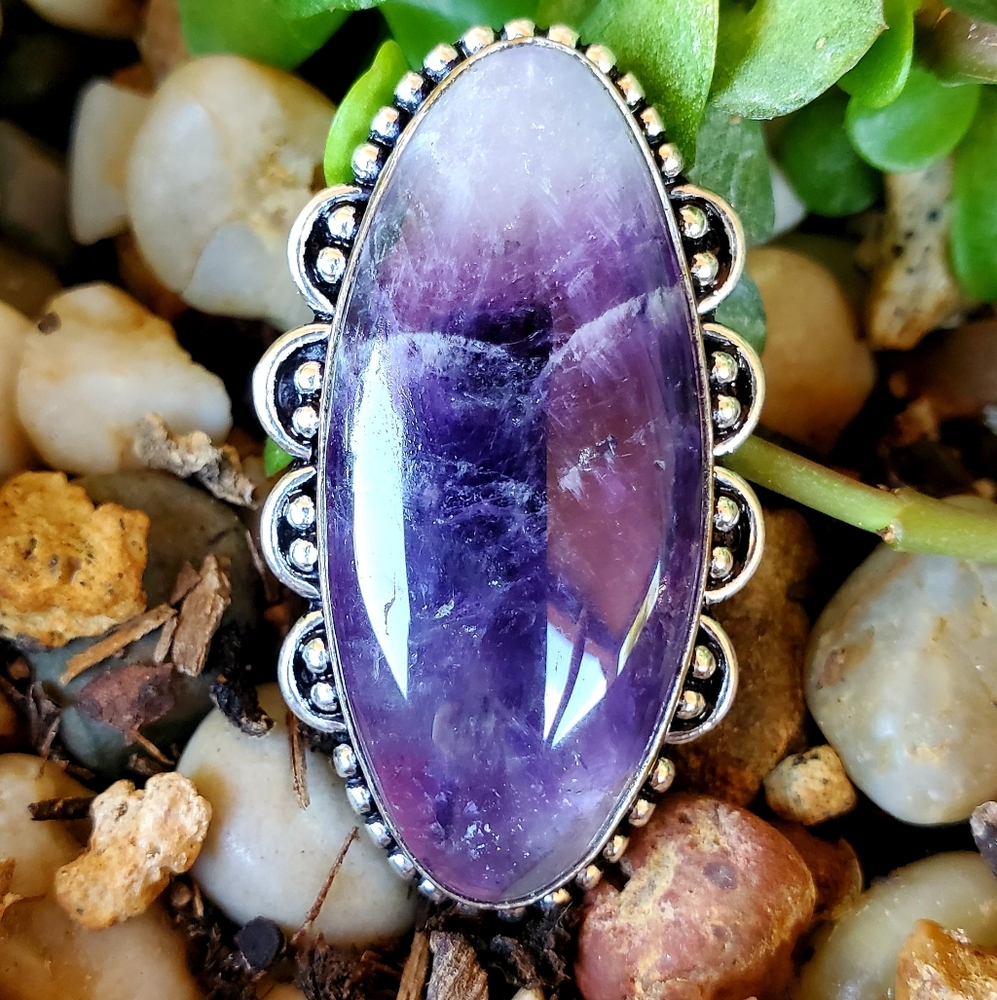 New Amethyst Lace 925 Silver Statement Ring. - Picture 9 of 12